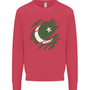 Torn Pakistan Flag Pakistani Day Football Kids Sweatshirt Jumper Heliconia