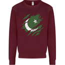 Torn Pakistan Flag Pakistani Day Football Kids Sweatshirt Jumper Maroon