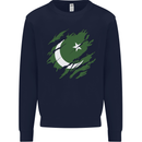 Torn Pakistan Flag Pakistani Day Football Kids Sweatshirt Jumper Navy Blue
