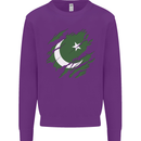 Torn Pakistan Flag Pakistani Day Football Kids Sweatshirt Jumper Purple