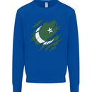 Torn Pakistan Flag Pakistani Day Football Kids Sweatshirt Jumper Royal Blue