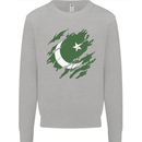 Torn Pakistan Flag Pakistani Day Football Kids Sweatshirt Jumper Sports Grey