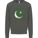 Torn Pakistan Flag Pakistani Day Football Kids Sweatshirt Jumper Storm Grey
