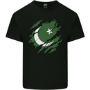 Torn Pakistan Flag Pakistani Day Football Kids T-Shirt Childrens Black