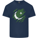 Torn Pakistan Flag Pakistani Day Football Kids T-Shirt Childrens Navy Blue