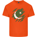 Torn Pakistan Flag Pakistani Day Football Kids T-Shirt Childrens Orange