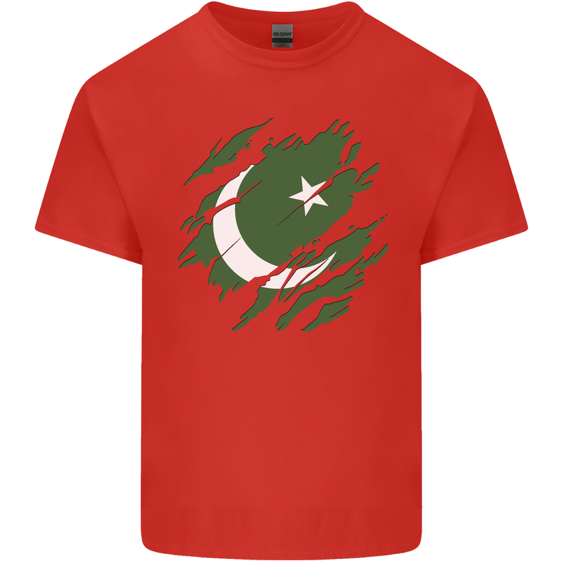Torn Pakistan Flag Pakistani Day Football Kids T-Shirt Childrens Red