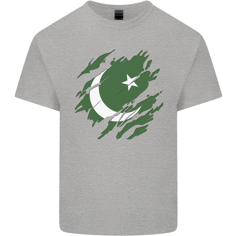 Torn Pakistan Flag Pakistani Day Football Kids T-Shirt Childrens Sports Grey