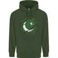 Torn Pakistan Flag Pakistani Day Football Mens 80% Cotton Hoodie Forest Green