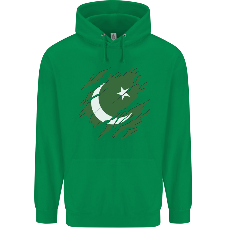Torn Pakistan Flag Pakistani Day Football Mens 80% Cotton Hoodie Irish Green