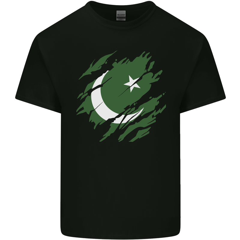 Torn Pakistan Flag Pakistani Day Football Mens Cotton T-Shirt Tee Top Black