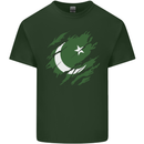 Torn Pakistan Flag Pakistani Day Football Mens Cotton T-Shirt Tee Top Forest Green