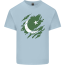Torn Pakistan Flag Pakistani Day Football Mens Cotton T-Shirt Tee Top Light Blue