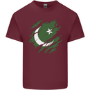 Torn Pakistan Flag Pakistani Day Football Mens Cotton T-Shirt Tee Top Maroon