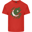 Torn Pakistan Flag Pakistani Day Football Mens Cotton T-Shirt Tee Top Red