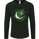 Torn Pakistan Flag Pakistani Day Football Mens Long Sleeve T-Shirt Black