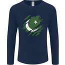 Torn Pakistan Flag Pakistani Day Football Mens Long Sleeve T-Shirt Navy Blue