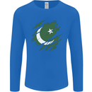 Torn Pakistan Flag Pakistani Day Football Mens Long Sleeve T-Shirt Royal Blue