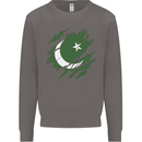 Torn Pakistan Flag Pakistani Day Football Mens Sweatshirt Jumper Charcoal