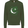 Torn Pakistan Flag Pakistani Day Football Mens Sweatshirt Jumper Forest Green