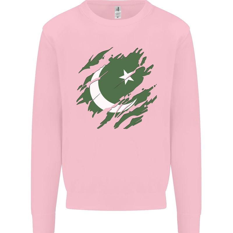 Torn Pakistan Flag Pakistani Day Football Mens Sweatshirt Jumper Light Pink
