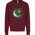 Torn Pakistan Flag Pakistani Day Football Mens Sweatshirt Jumper Maroon