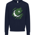 Torn Pakistan Flag Pakistani Day Football Mens Sweatshirt Jumper Navy Blue