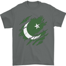 Torn Pakistan Flag Pakistani Day Football Mens T-Shirt 100% Cotton Charcoal