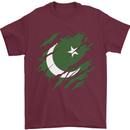 Torn Pakistan Flag Pakistani Day Football Mens T-Shirt 100% Cotton Maroon