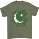 Torn Pakistan Flag Pakistani Day Football Mens T-Shirt 100% Cotton Military Green