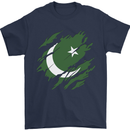 Torn Pakistan Flag Pakistani Day Football Mens T-Shirt 100% Cotton Navy Blue