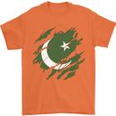 Torn Pakistan Flag Pakistani Day Football Mens T-Shirt 100% Cotton Orange