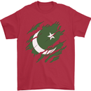 Torn Pakistan Flag Pakistani Day Football Mens T-Shirt 100% Cotton Red