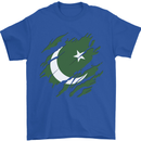 Torn Pakistan Flag Pakistani Day Football Mens T-Shirt 100% Cotton Royal Blue