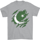 Torn Pakistan Flag Pakistani Day Football Mens T-Shirt 100% Cotton Sports Grey