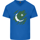 Torn Pakistan Flag Pakistani Day Football Mens V-Neck Cotton T-Shirt Royal Blue