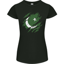 Torn Pakistan Flag Pakistani Day Football Womens Petite Cut T-Shirt Black
