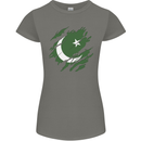 Torn Pakistan Flag Pakistani Day Football Womens Petite Cut T-Shirt Charcoal