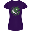 Torn Pakistan Flag Pakistani Day Football Womens Petite Cut T-Shirt Purple
