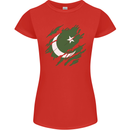 Torn Pakistan Flag Pakistani Day Football Womens Petite Cut T-Shirt Red