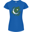 Torn Pakistan Flag Pakistani Day Football Womens Petite Cut T-Shirt Royal Blue
