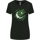 Torn Pakistan Flag Pakistani Day Football Womens Wider Cut T-Shirt Black