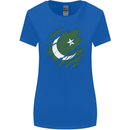 Torn Pakistan Flag Pakistani Day Football Womens Wider Cut T-Shirt Royal Blue