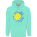 Torn Palau Flag Palauan Day Football Childrens Kids Hoodie Peppermint