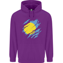 Torn Palau Flag Palauan Day Football Childrens Kids Hoodie Purple