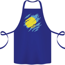 Torn Palau Flag Palauan Day Football Cotton Apron 100% Organic Royal Blue
