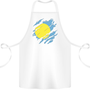 Torn Palau Flag Palauan Day Football Cotton Apron 100% Organic White