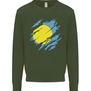 Torn Palau Flag Palauan Day Football Kids Sweatshirt Jumper Forest Green