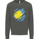 Torn Palau Flag Palauan Day Football Kids Sweatshirt Jumper Storm Grey