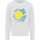 Torn Palau Flag Palauan Day Football Kids Sweatshirt Jumper White